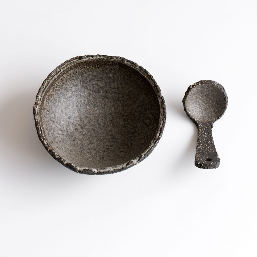 Artwork titled “Bowl with spoon” by artist/maker Nic Webb.