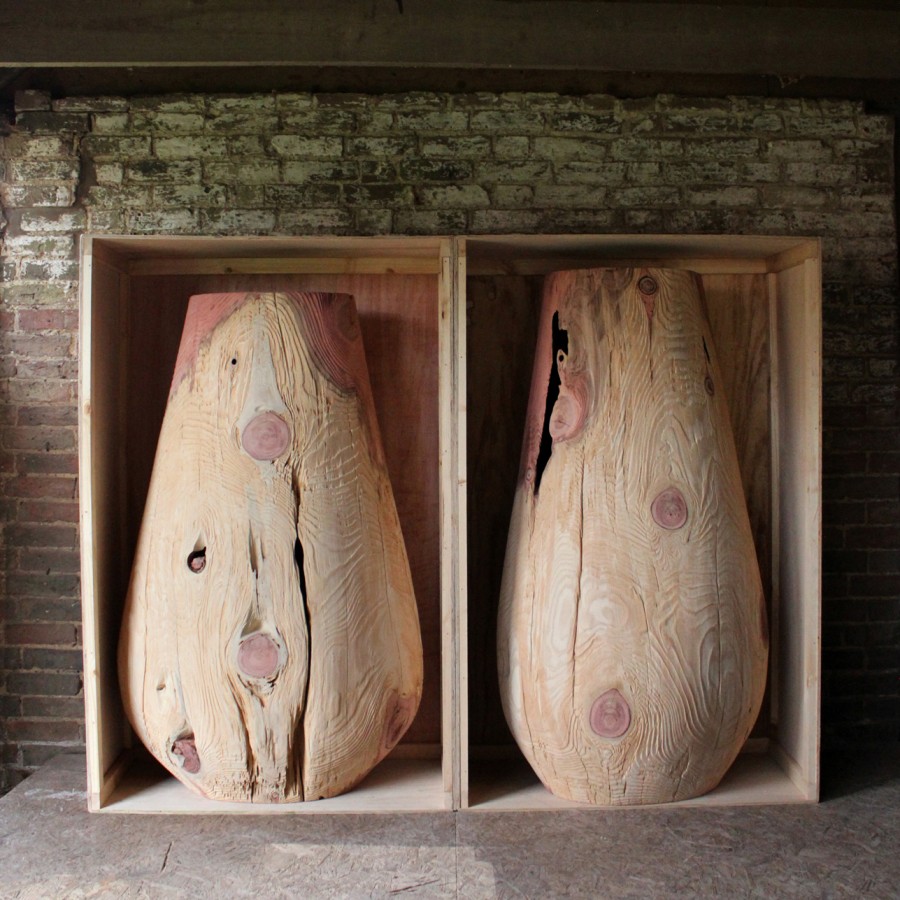 Artwork titled “Redwood Vessels” by artist/maker Nic Webb.