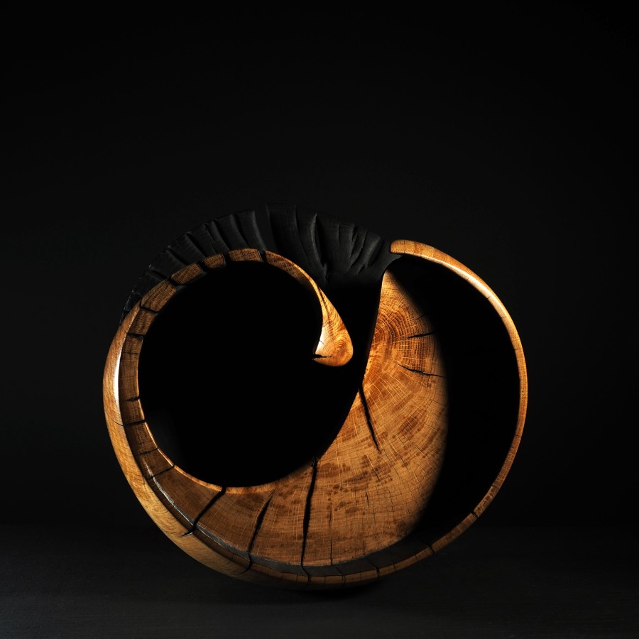 Artwork titled “Koru - oak” by artist/maker Nic Webb.